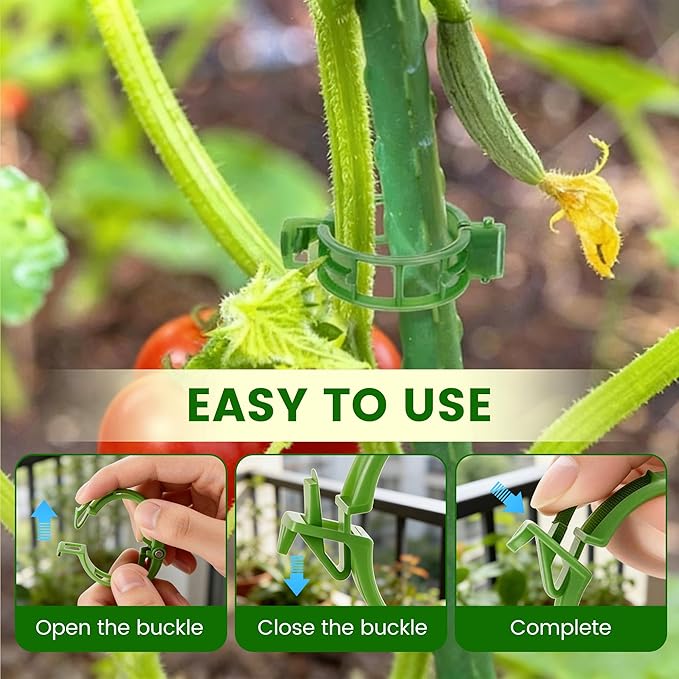 Plant Support Clips, 2026 New Garden Secured Plastic Plant Clips for Climbing Plants, Plastic Trellis Clips Tomato Grape Vine Vegetables Plant Fixing (200, Black)