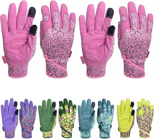 Gardening Gloves,Women Yard Work Garden Glove,Gifts | Thorn Proof,Puncture Resistant,Touchscreen,Gift,Leather,Spandex