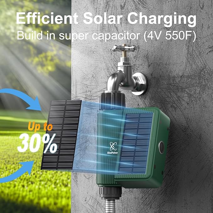 Water Timer for Outdoor Garden Hose, Sprinkler Timer for Garden Faucet with Auto/Manual/Rain Delay Mode, Sprinkler Irrigation Controller for Yard Lawn (1 Zone-Solar)