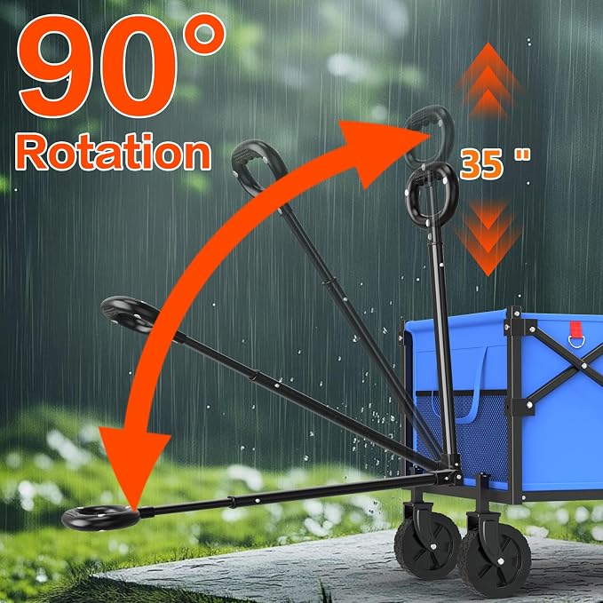 Yozoia 360LBS Heavy-Duty Wagons Carts Foldable 120L Collapsible Wagon Cart with Wheels and Tailgate, Folding Utility Wagon Carts for Groceries, Outdoor Camping, Shopping, Beach, Garden