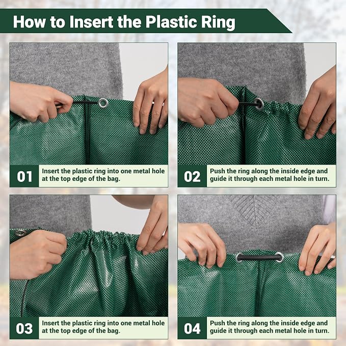 Velway Reusable Yard Waste Bags -132 Gallon 2-Pack Extra Large Heavy Duty Garden Leaf Bags with 4 Reinforced Handles, Standable Collapsible Lawn Bags with Plastic Ring for Leaves, Grass & Debris