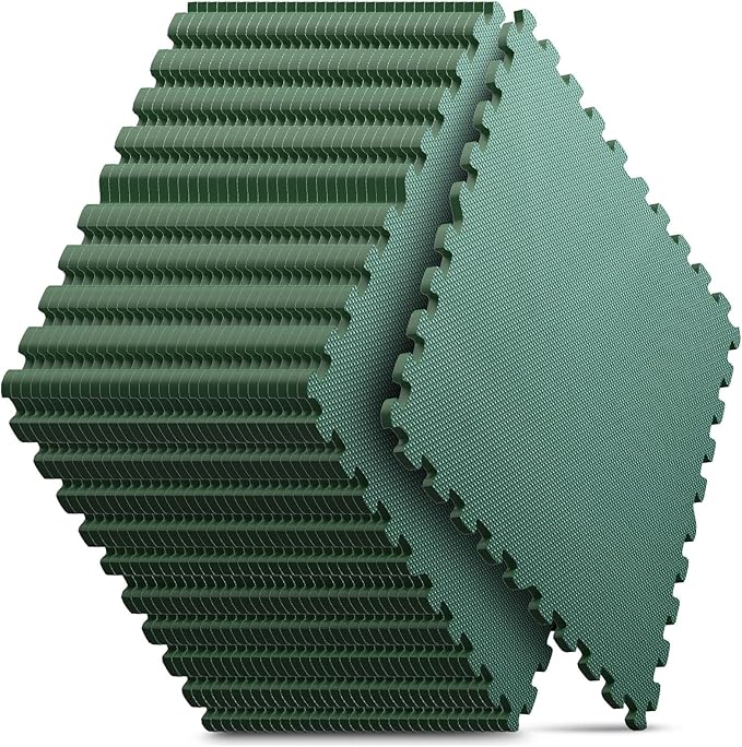 32 Pack Home Gym Mat, Puzzle Exercise Mat, EVA Interlocking Foam Floor Tiles for Home Workout Equipment and Kids' Play Areas - Blue, 24 in x 24 in x ½ in - (Green, 32 Pack(128 SQ FT))