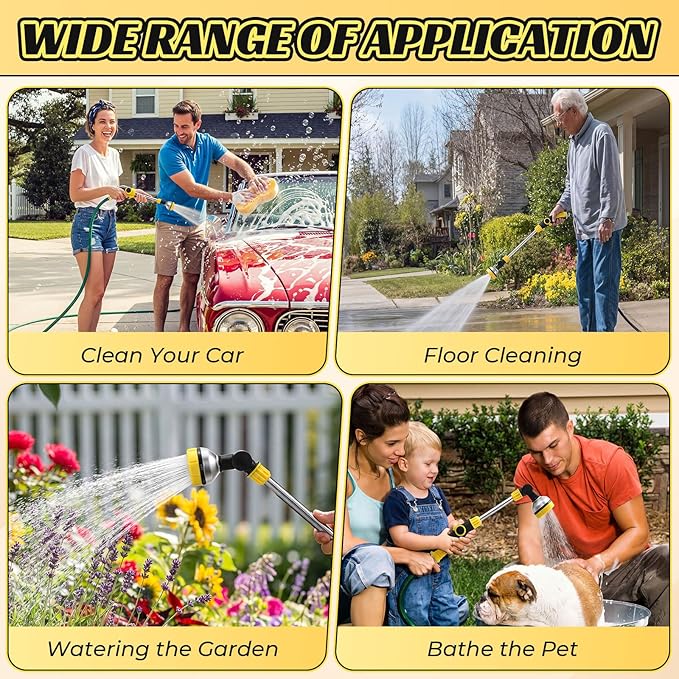 Hushee 2 Pack Watering Wand 18.5'' for Garden Hose, Thumb Flow Control 8 Spray Patterns 180° Swivel Head Lightweight Garden Hose Wand for Hanging Baskets Plants Lawn