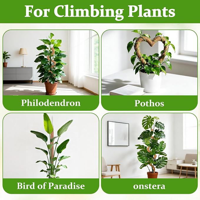 3 Pack 28'' Bendable Moss Pole for Plants, Heavy Duty Moss Plant Support Pole for Monstera Pothos & Climbing Houseplants, Extendable Indoor Potted Plant Stake Trellis
