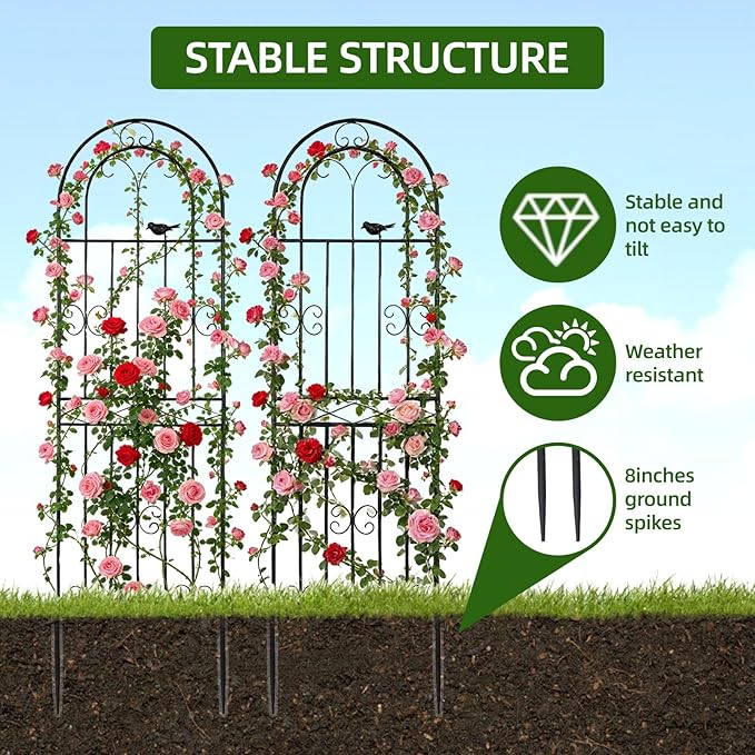 Amoskey 4 Pack 71x20in Durable Garden Trellis for Climbing Plants - Outdoor Trellis Supports for Lush Greenery - Ideal for Vines, Flowers, and Vegetables, Easy Installation & Space-Saving Design (2)