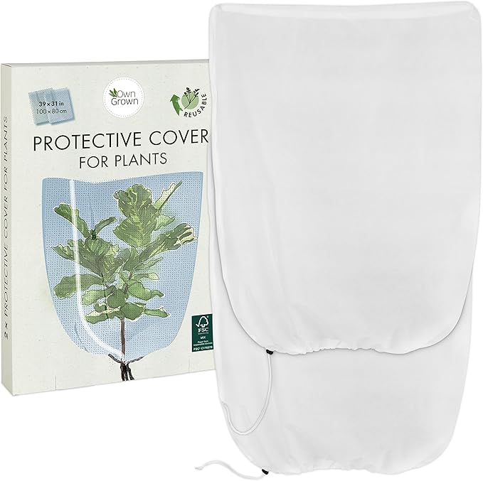 OwnGrown Plant Covers for Winter Protection : 2 Winter Plant Protection Cover for Garden Plants – 39x31in Translucent Plant Freeze Protection Cover – Plant Protection from Frost Frost Protection