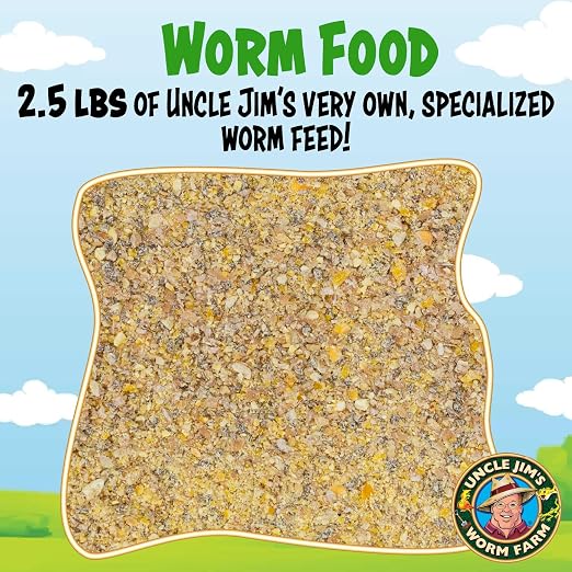 Uncle Jim’s Worm Farm Organic Worm Food | 1 Month Worm Feed Supply for Red Wigglers, Compost Worms & Vermiculture | Boosts Worm Castings & Composting | 2.5 lb Bag