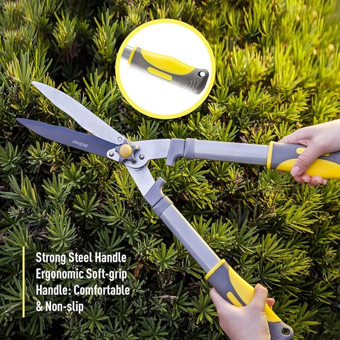 Jardineer 2Pack Hedge Shears & Pruners Set, 23.6'' Hedge Clippers for Trimming Bushes, Thick Branches, Borders, Handhled Shrub Trimmer with High Carbon Steel Wavy-Blade and Ergonomic TPR Grip