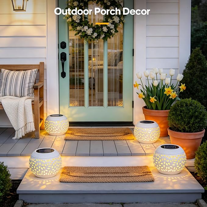 JMEXSUSS Solar Lanterns Outdoor Waterproof, LED Lanterns Decorative Outdoor, Lights Solar Table Lamps for Outside Patio Garden Porch Balcony Camping Pool Bistro Yard Decor (White)