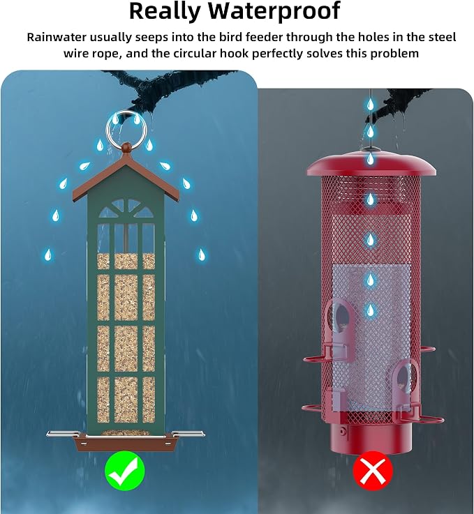 Metal Wild Bird Feeder,Bird Feeders for Outdoors Hanging,Waterproof and Rust-Proof,Easy to Clean,Disassemble and Assemble