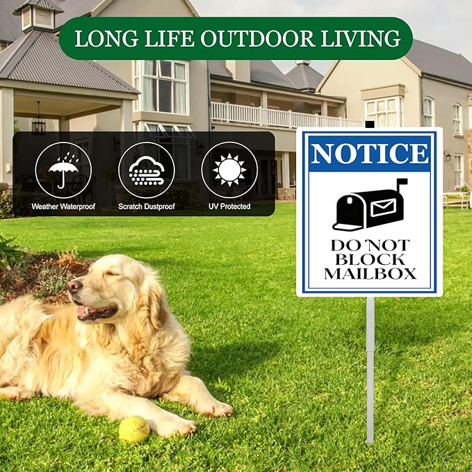 Notice Do Not Block Mailbox Yard Sign With Stakes No Parking in Front of Mail Box Do Not Park Postbox Rustproof Reflective Aluminum Courtyard Signs 8x12 IN