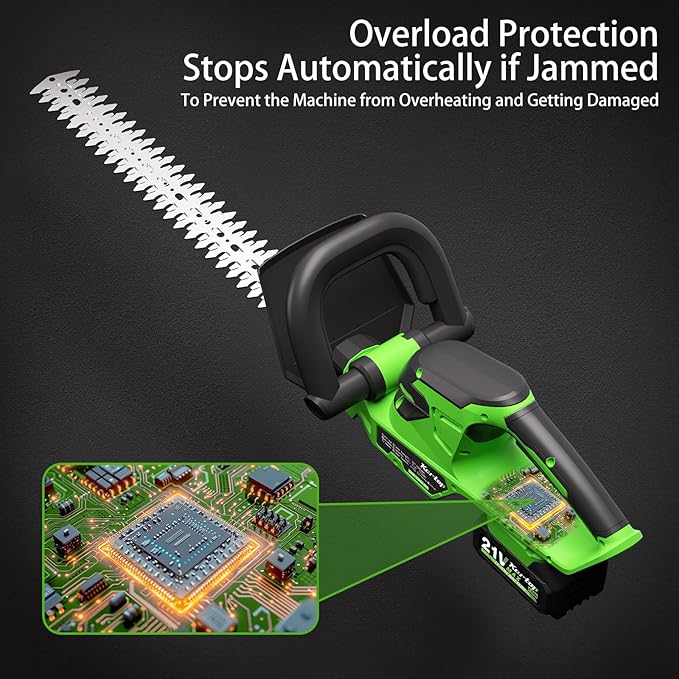 Kartop Cordless Hedge Trimmer with Battery and Charger Included, 22-Inch Rehchargeable Handheld Bush Trimmer, Headgear Trimmer for Garden Maintenance, 2 * 4000mAh Big Batteries