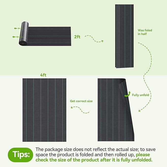 iropro 4ftx300ft Weed Barrier Fabric 3.2oz Landscape Fabric Heavy Duty, Woven Weed Barrier Control Cloth, Landscaping Fabric for Underlayment, Gardening Ground, Driveway Weed Block Cover Mat