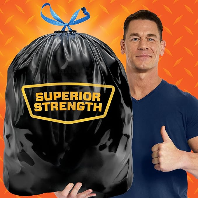 Hefty Strong Large Trash Bags, Black, 30 Gallon, 74 Count