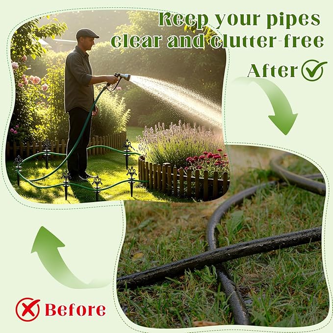 Zonon 6 Packs 12 Inch Garden Hose Guide Stake Heavy Duty Cast Iron Hose Guides Spike Decorative Garden Stakes Protector for Lawn Yard - Keeping Hoses Away from Flower Beds(Elegant Style)