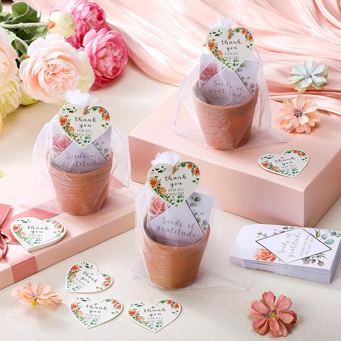 Ctosree 24 Sets Teacher Appreciation Gifts Thank You for All You Do Seed Packets Include Seed Packets Flowerpot Thanks Tags Organza Bags for Coworker Employee Nurse Staff Appreciation Gifts