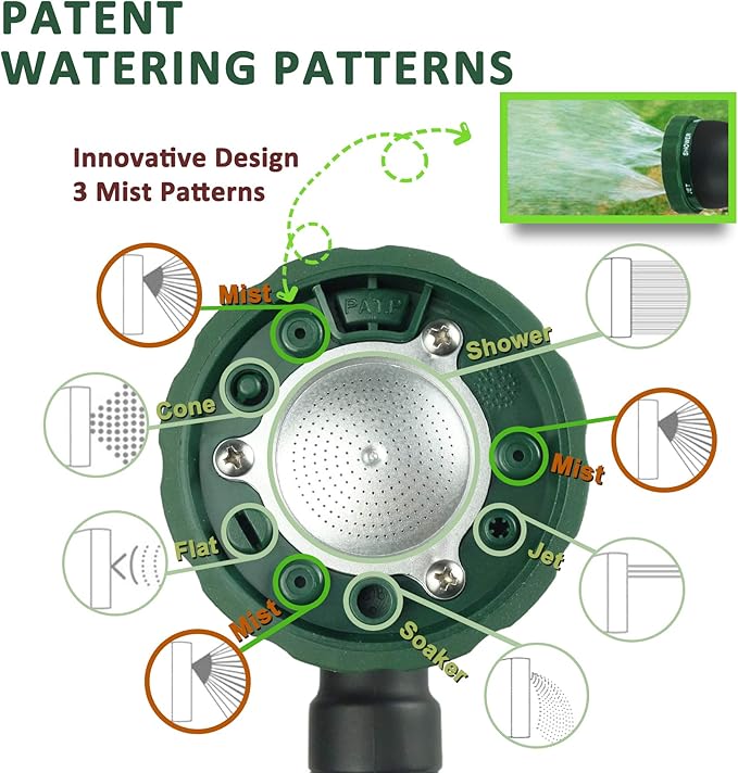 Watering Wand for Hanging Baskets & Windows, Lightweight 6-Spray Wand, Ergonomic Nozzle for Garden, Patio, Car Cleaning (Green, 24 Inch)