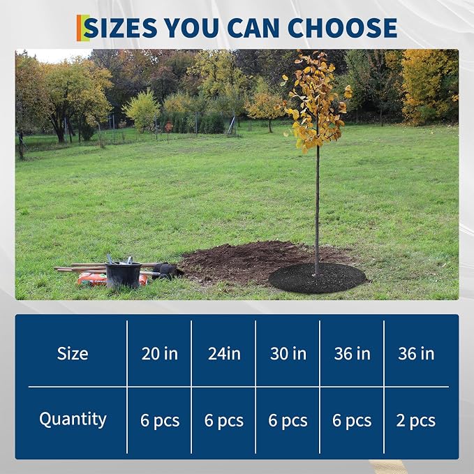 Garvee 6 Pack 24 Inch Heavy Duty Rubber Mulch Ring for Trees - Round Tree Mulch Ring - Weed & Grass Control, Root Protection - No Staples Needed