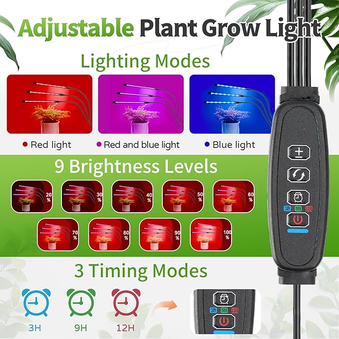 Mini Greenhouse with Grow Light, 25.6"x15.7"x20" Hard-Shell Indoor Tabletop Greenhouse for Seed Starting, Smart 3-Head Full Spectrum Plant Light with Timer, Crystal Clear Plant Nursery Kit