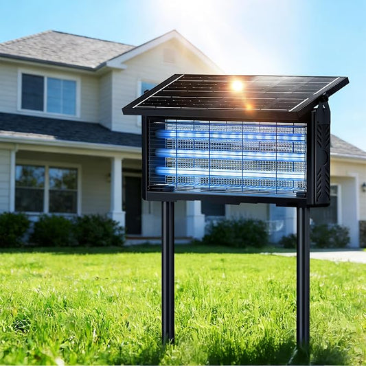 18W Solar Bug Zapper Outdoor | 9600mAh, 365–395nm UV, Dusk-Dawn Sensor, IPX5 Waterproof, 20ft Cord, Indoor & Outdoor for Home, Patio, Garden, Deck, Camping