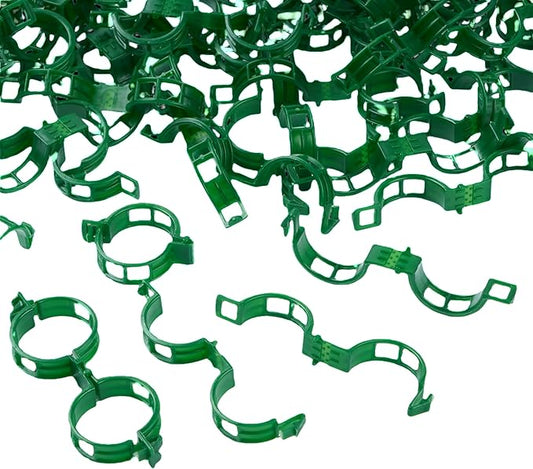 100Pcs Garden Vine Plant Support Clips,Plastic Fixing Clips for Securing and Training Climbing Plants,Tomatoes,Grapes,Vine Vegetables and Potted Plant (100, Green)