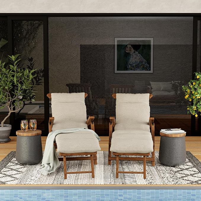 SUNBURY Outdoor Side Table, 13" W Black Outdoor End Tables Set of 2, Patio Accent Side Table, Concrete Garden Stool Wooden-Look Top for Livingroom, Garden, Backyard