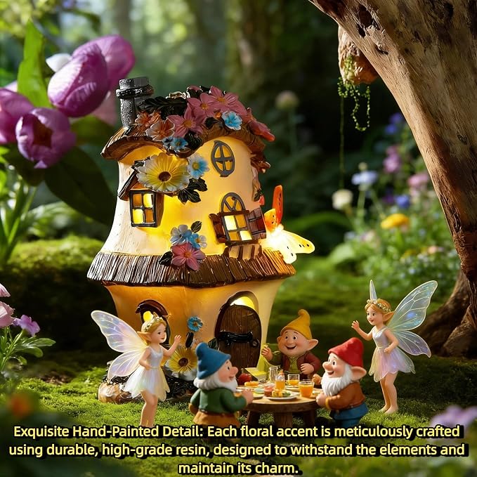 Fairy Garden Houses, Fairy Houses,Fairy Houses for Outside,Fairy Garden Houses Outdoor,Solar Fairy Garden,gnome House,Fairy Garden,Fairy Garden Accessories, for Women Gift/Teenage Gift