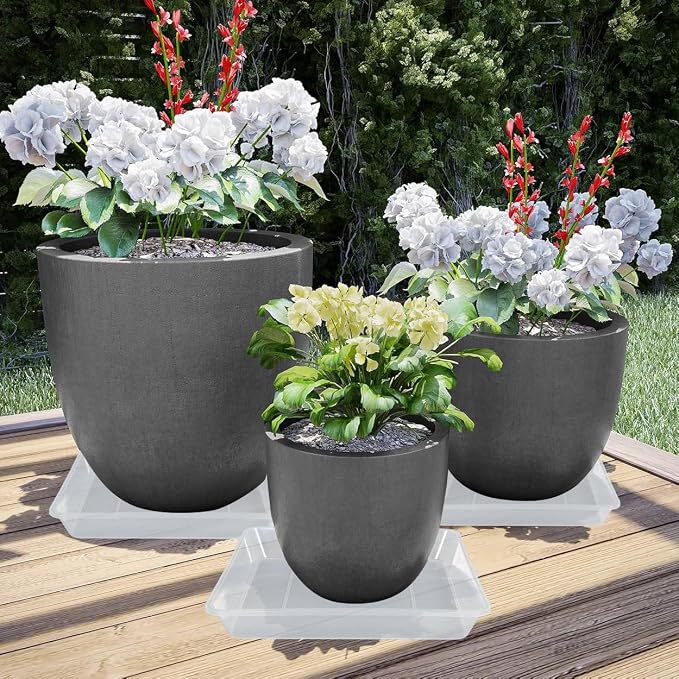 LWALRS Square Plant Saucer 8 Inch 5 Pack, Thick Clear Plastic Flower Plant Pot Saucer, Square Planters for Indoors and Outdoors Plants, Garden Plant Saucers for Pots Plant Trays.