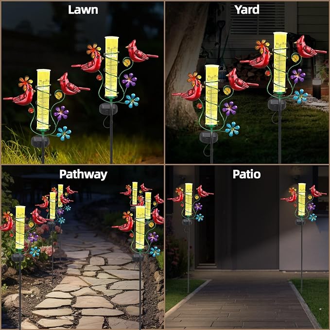 Rain Gauges Outdoors Best Rated, Freeze Proof Cardinal Rain Measure Gauge for Yard Fence, Adjustable Height Large Rain Measuring Tool for Garden