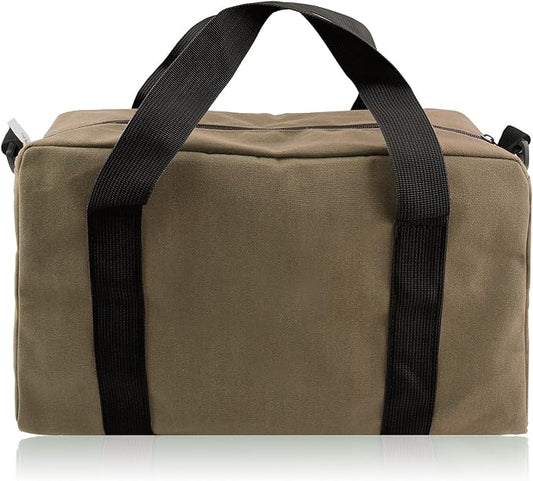 Small Tool Bag,Close Top Wide Mouth Tool Organizer Bag,Large Capacity Tool Bags for Men,Canvas Tool Storage Bag for Storage Handbag for Screwdrivers,Wrench,Pliers Hand Tools (Khaki, 12 Inch)