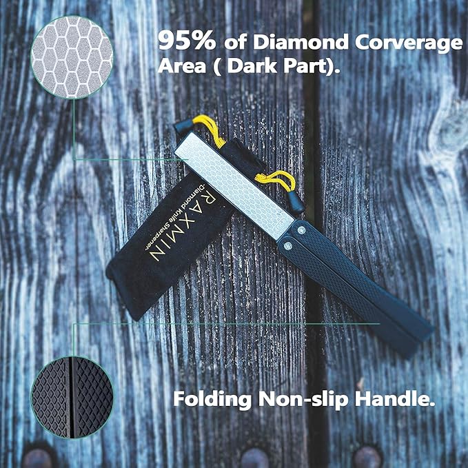 5" Diamond Pocket Sharpener Folding Knife Garden Tools Sharpening 400/600 Grit Double Sided