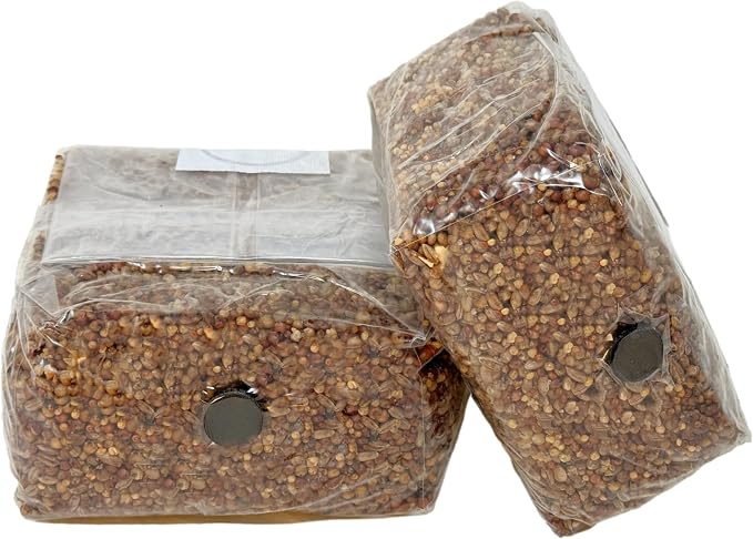 Myco Labs Premium 5-Grain Mushroom Spawn Bags | Sterilized Grain Spawn | Injection Ports | 2 Quarts Each Bag | 2 Bags per Box