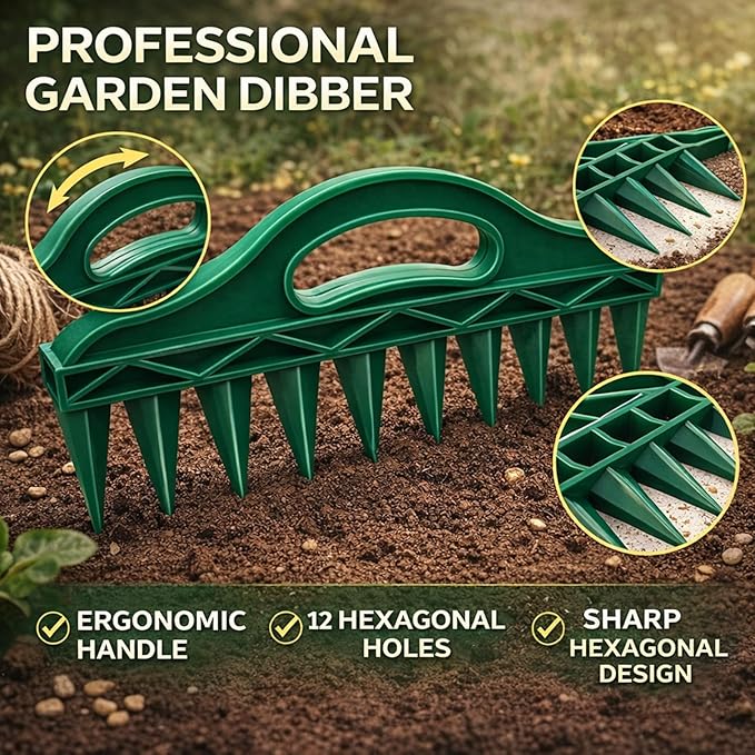 Professional Garden Dibber, Seed Spacing Tool, Multifunctional Soil Spacer for Planting Seeds, Easy Seed Placement, Portable Gardening Essential for Vegetables & Flowers (3PC)