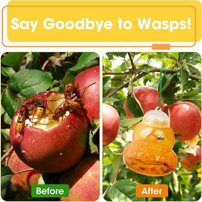 4 Pack Reusable Wasp Traps Outdoor Hanging Yellow Jacket Trap Carpenter Bee Traps for Outside Hornet Trap Wasp Catcher for Outdoors, Wasps Killer Garden, Farm, Insect Bug Flies