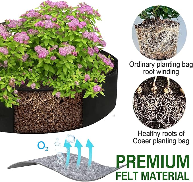 ZtohPyo 2-Pack 15 Gallon Grow Bags,Round Fabric Raised Garden Beds with 2 Handles,Durable Garden Planter Cloth Pots Container to Grow Vegetables for Outdoor Plants