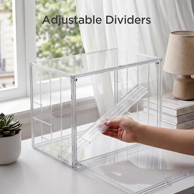 HBlife Mini Greenhouse for Indoor, Clear Stackable Green House with Magnetic Door & Adjustable Drainage Dividers, Tabletop Portable Greenhouse for Small Plants Nursery Germination and Display, 2 Pack