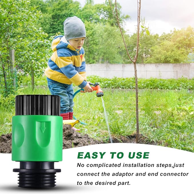 Hotop 16 Pieces Garden Hose Quick Connector 3/4 Inch Plastic Water Hose Fittings Male and Female Connectors End Adapters with 10 Pieces Rubber Gasket