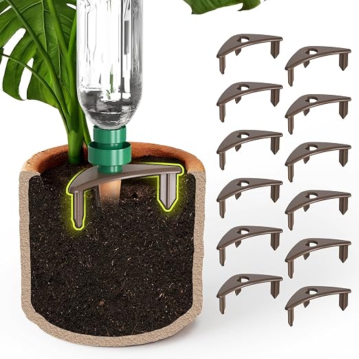 NiHome 12PCS Self-Watering Globe Support Stands for Terracotta Spikes, Compatible with Most Plant Watering Stakes, Stable 0.9" Hole Upright Hold, Durable Indoor Outdoor Planter Plastic Holders (Large)
