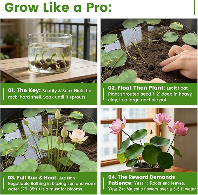 60 PCS Lotus Seeds for Planting in Water - Mixed Color Bowl Lotus Seeds, Live Pond Plant Water Lily Seeds for Indoor Bonsai, Outdoor Ponds & Garden, Koi Pond