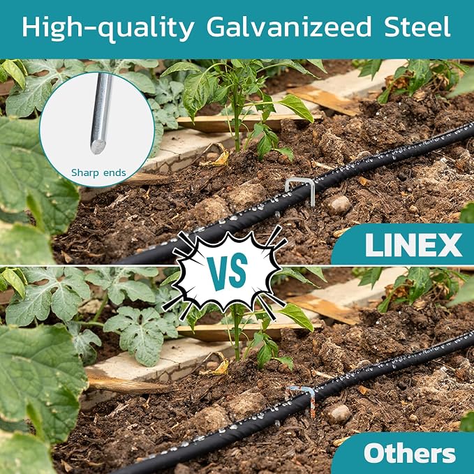 Landscape Staples 6 Inch 100 Pack, Galvanized Garden Staple Anti-Rus Landscaping Stakes Lawn Stakes for Securing Weed Barrier Fabric, Yard Lawn, Plant Cover