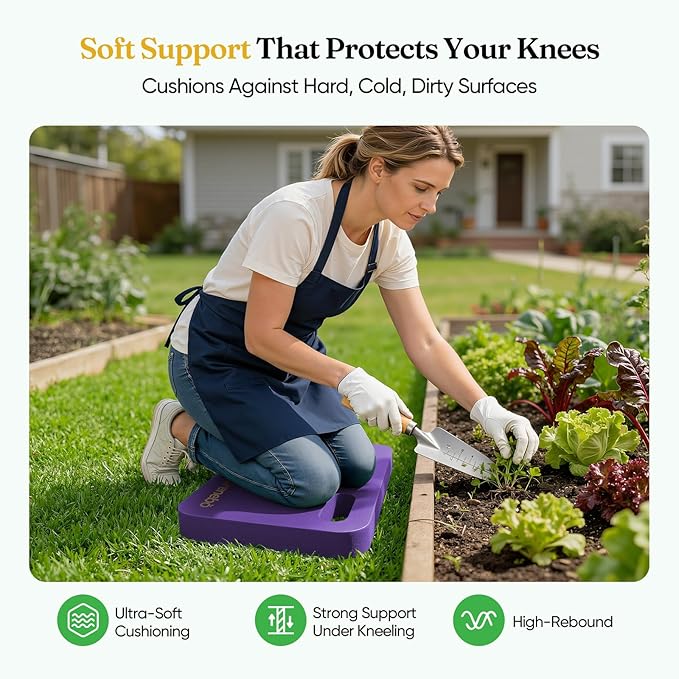 Grenebo High-Density NBR Foam Garden Kneeling Pad, 1.6" Extra Thick Gardening Pad for Kneeling, Ultra Soft Kneeling Pad for Gardening, Work, Exercise, Yoga, 17.3×11×1.6 in (1, Purple)