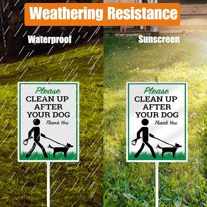 Clean Up After Your Dog Yard Sign With Stakes Be A Good Neighbor Pick Up Your Dogs Poop Reflective Aluminum Signs Rust Free For Lawn Garden Neighborhood (8x12) IN
