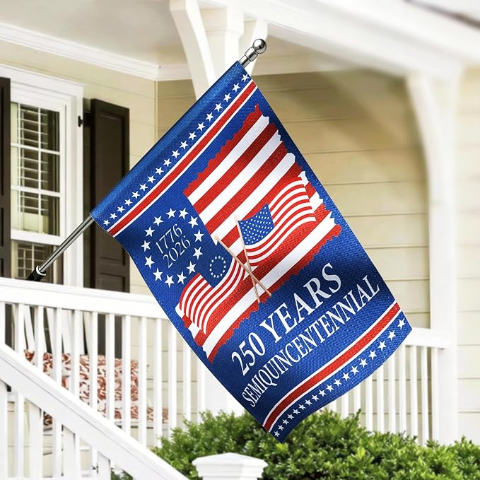 250 Anniversary USA Flag - 4th of July Decorations - 28x40 Inch Patriotic Garden Flag, Double Sided American Flag for Independence Day 1776-2026 250th USA Birthday Yard Porch Lawn Outdoor Decor