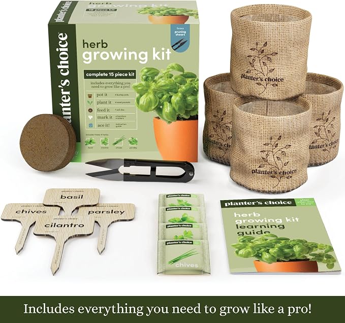 Planters' Choice Indoor Herb Garden Starter Kit - Coolest Gifts for Women - Birthday for Her - House Warming Gift New Home for Plant Lovers - Womens, Wife, Mom Presents - Gardening Herbs
