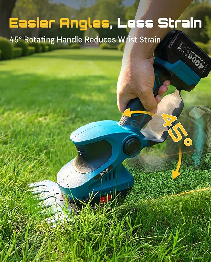 SEESII 4-in-1 Cordless Pole Hedge Trimmer: 20V 9-Ft Telescoping Shrub Trimmer & Grass Shear, 12" & 6'' Dual-Action SK5 Blades, 2 x 4.0Ah Batteries, Shoulder Strap for Tall Hedges & Lawn Edging