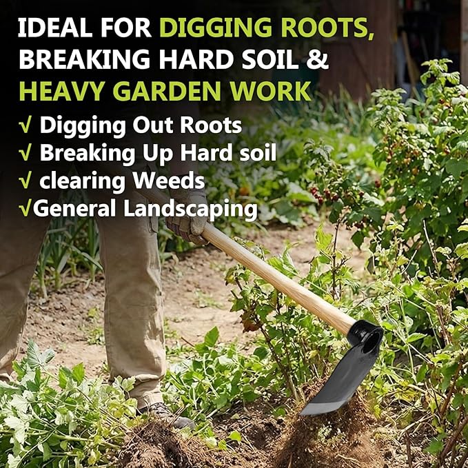 Hoe Head 1.6 lb, 4-1/2" Blade Width, 1-3/4" Diameter Hole, Grub Hoe Head Garden Steel Tool for Tough Soil, Garden Hacking, Landscaping, Farming or Yard Work, No Handle Included(Black,1 Pc)