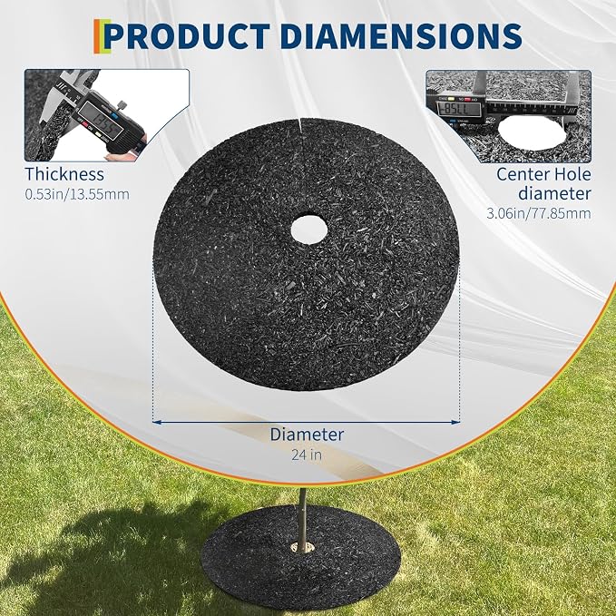 Garvee 6 Pack 24 Inch Heavy Duty Rubber Mulch Ring for Trees - Round Tree Mulch Ring - Weed & Grass Control, Root Protection - No Staples Needed