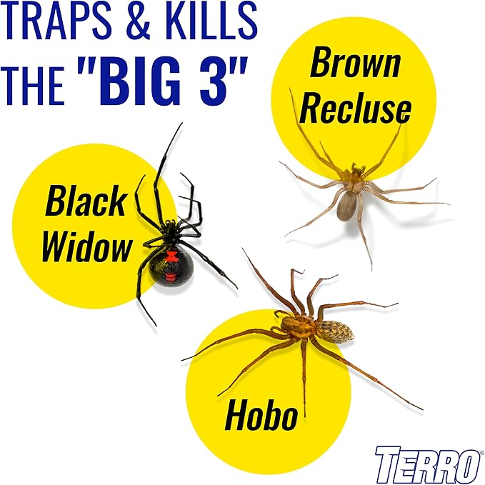 TERRO Spider & Insect Trap T3206 10-Pack Sticky Glue Traps for Roaches, Spiders, Ants, Cockroaches, Crickets - Indoor Bug Catcher Pest Control Traps, 4.25 in x 10 in