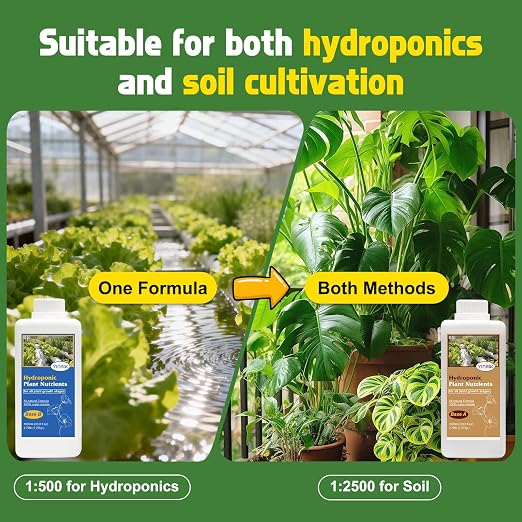 YINMIK Nutrients Base A&B Liquid Hydroponic Fertilizer,Plant Food for Hydroponics Growing System and Potted Houseplants, Hydroponic Solution for Herbs,Vegetables,Full Cycle Plants Food(2000ml Total)