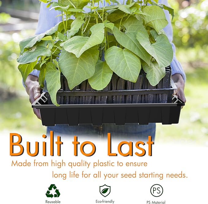 Gardzen 10 Pack Seed Trays, Reusable Plant Grow Trays, Ideal for Seed Starting, Microgreens, Indoor Gardening, and Greenhouse Nurseries - No Drain Holes, 14.5"x9"